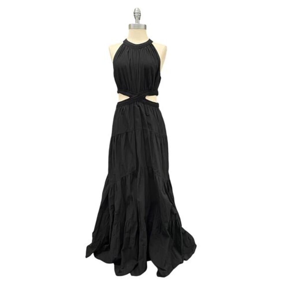 A.L.C. Casey Cutout Maxi‎ Dress Size 6 Black Women's 100% Cotton Vacation